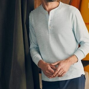Faherty Size L Men's Pale Blue Long Sleeve Henley Shirt